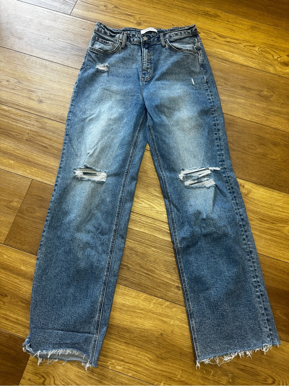 VERVET BY FLYING MONKEY Light Blue Distressed Wide-Leg Jeans